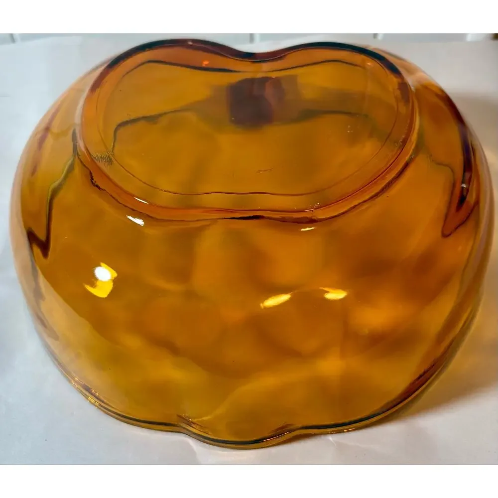 Vintage Hazel Atlas 10” Amber Glass Apple Serving Bowl